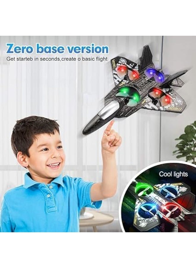 MUMS PLANET Remote Control Jet Fighter Drone for Kids – 2.4GHz RC Airplane with 360° Flips, LED Lights, One-Key Takeoff & Landing, Indoor/Outdoor Flight, Rechargeable Battery, Durable Foam Aircraft Toy - Image 3